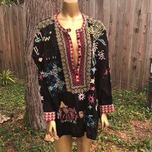 Johnny Was Biya embroidered top/tunic